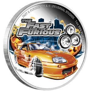 Fast and Furious 2023 1oz Silver Proof Coloured Coin - Toyota Supra